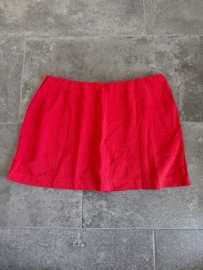 Amazon Red Linen Mini Skirt